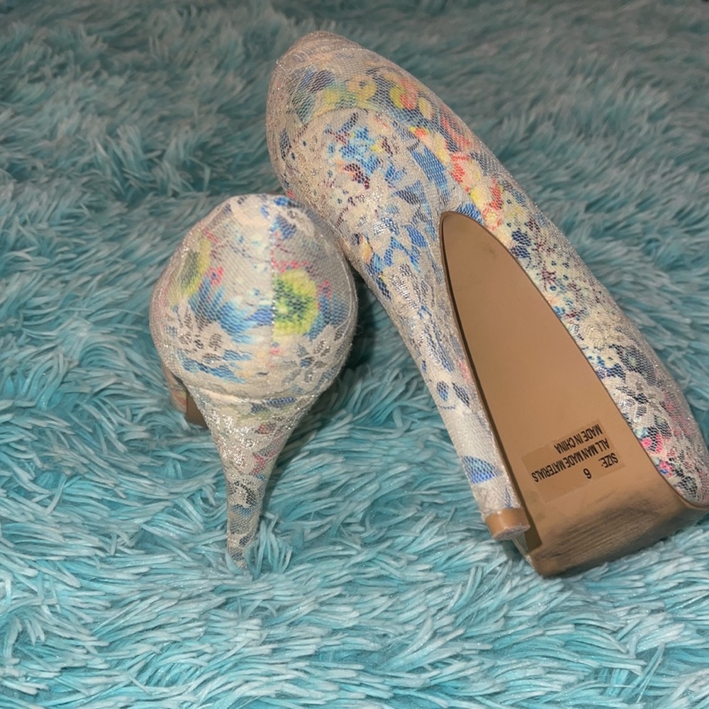 Lace Floral Platform Heels